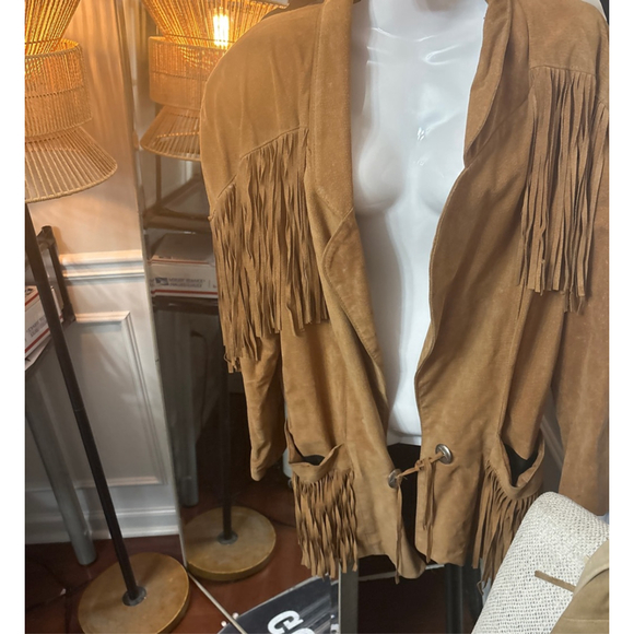 Women's phoenix Brown Fringe Suede Jacket medium - Picture 3 of 5